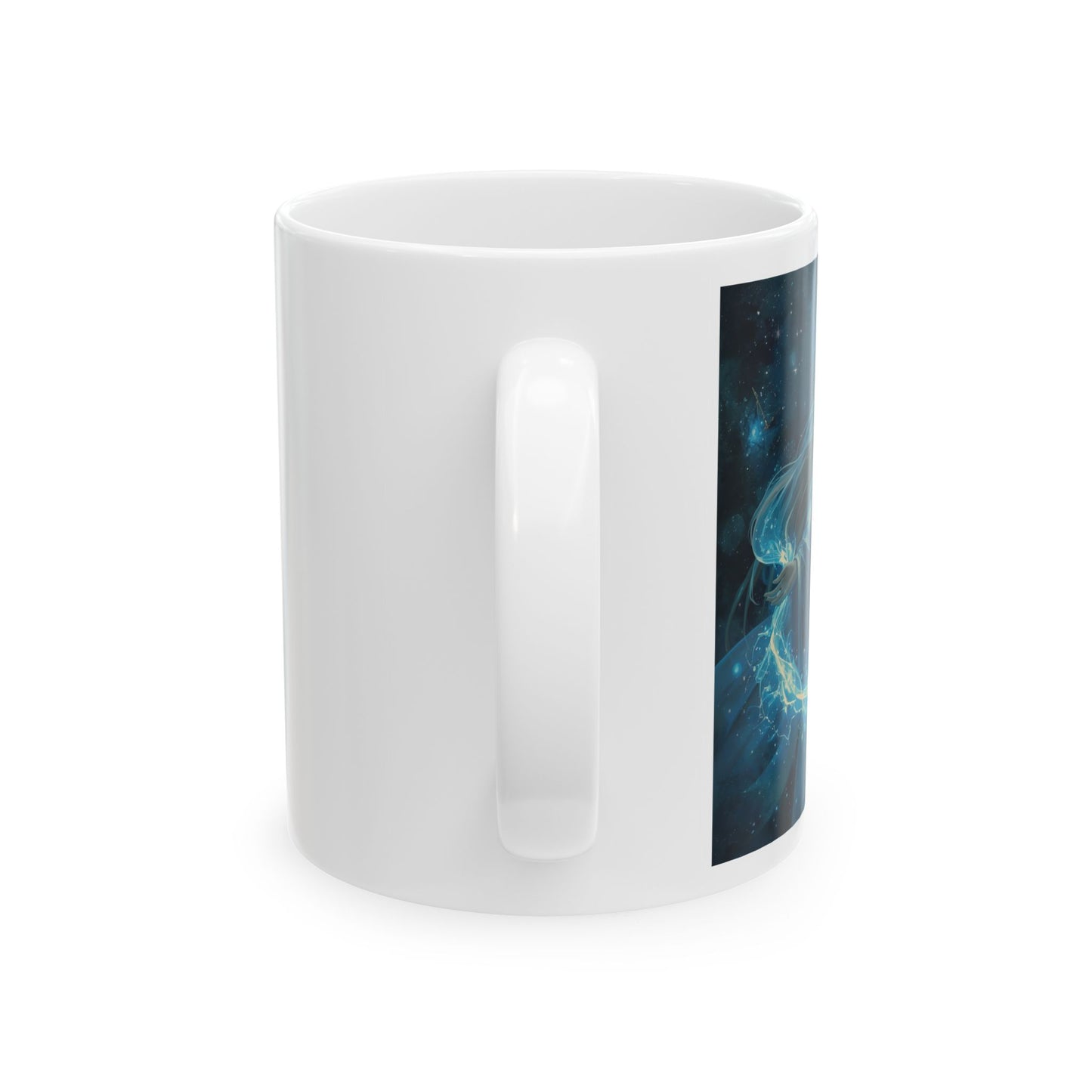 Danu and the Waters – Celtic Goddess Mug - Side View - white mug with Danu image