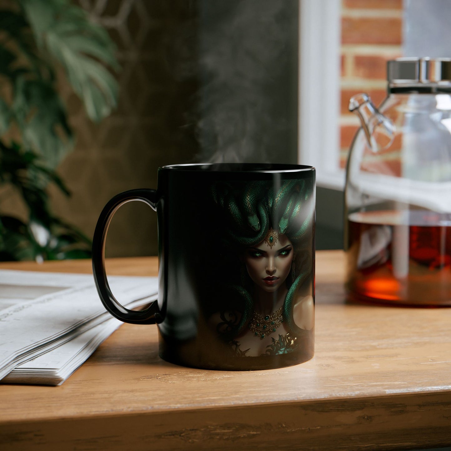 Medusa - Gilded Gaze Mug - black mug with Medusa image