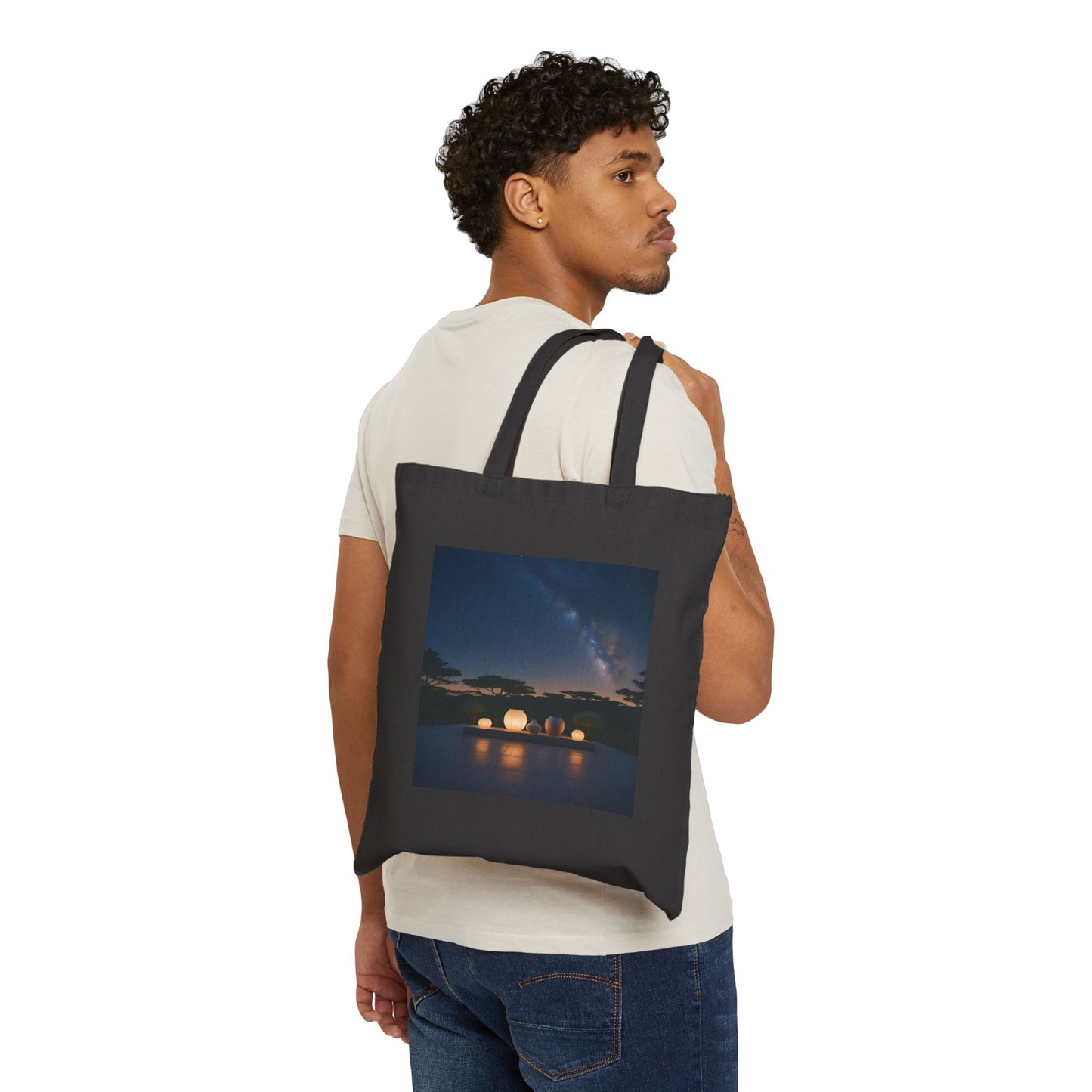 Lantern Dreams Tote Bag in Black