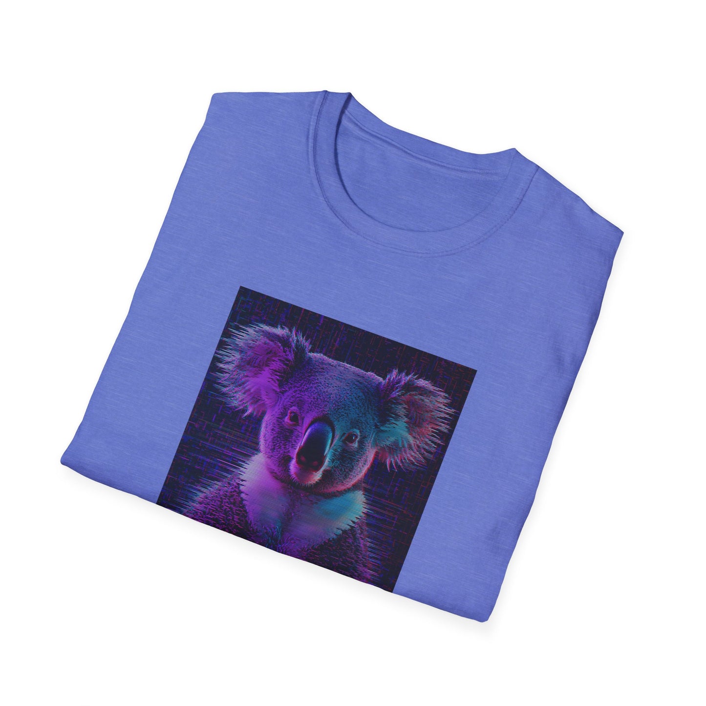 Pixellated Koala — Pixel Down Under Retro Gamer Tee in Heather Royal - Folded