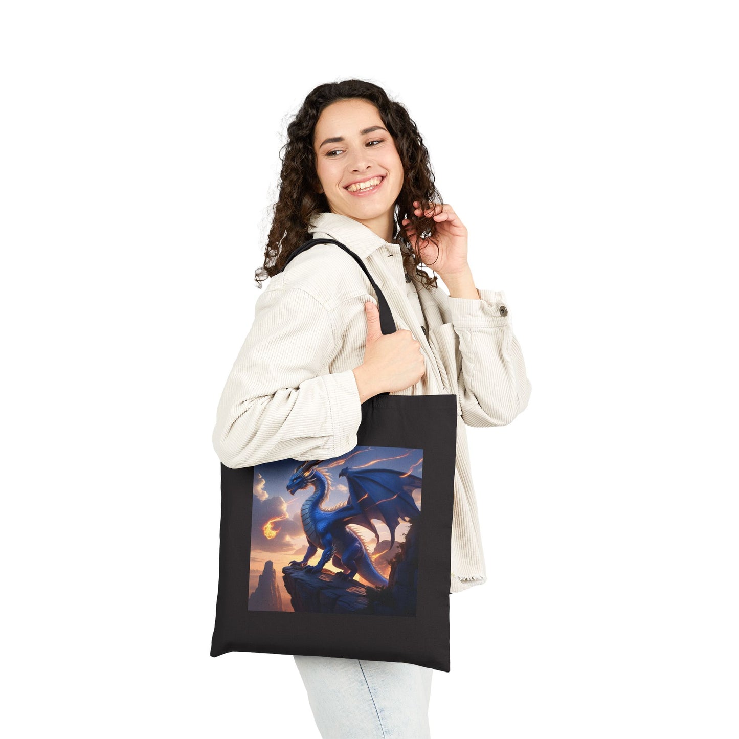 Twilight Watcher – The Purple Dragon Tote Bag in Black