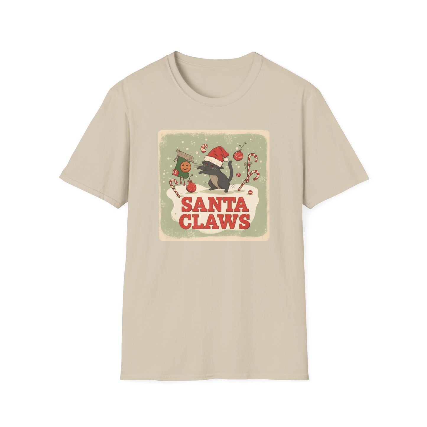 Santa Claws Festive T-Shirt in Sand