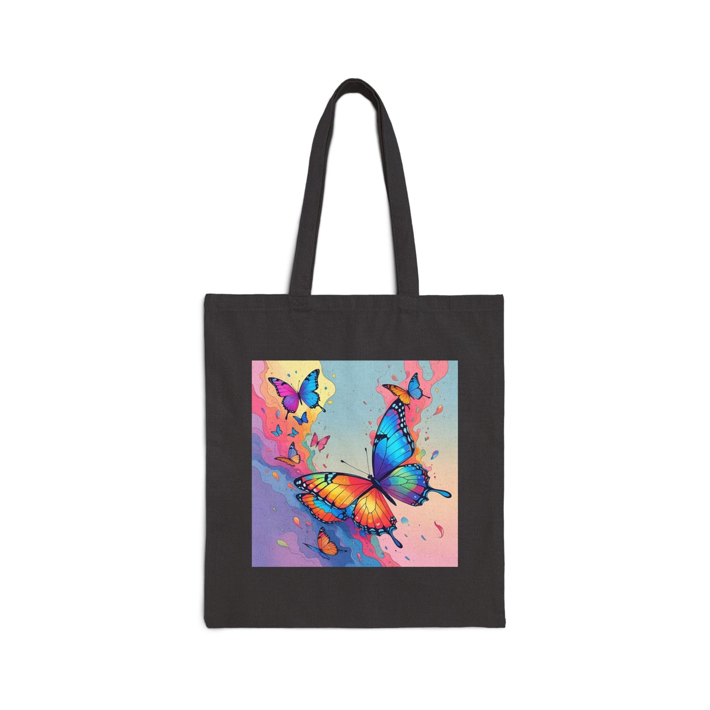 Sky Dancers – Watercolor Butterfly Symphony Tote Bag in Black