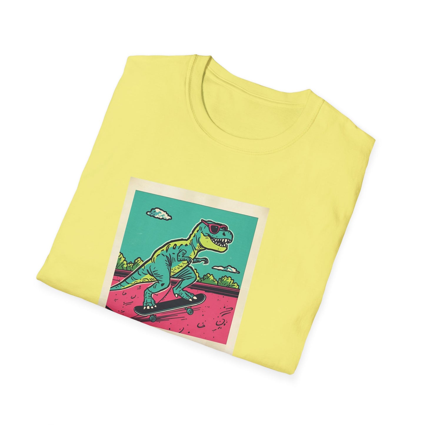 Retro Skater T-Rex T-Shirt – 90s Polaroid Dinosaur in Sunglasses