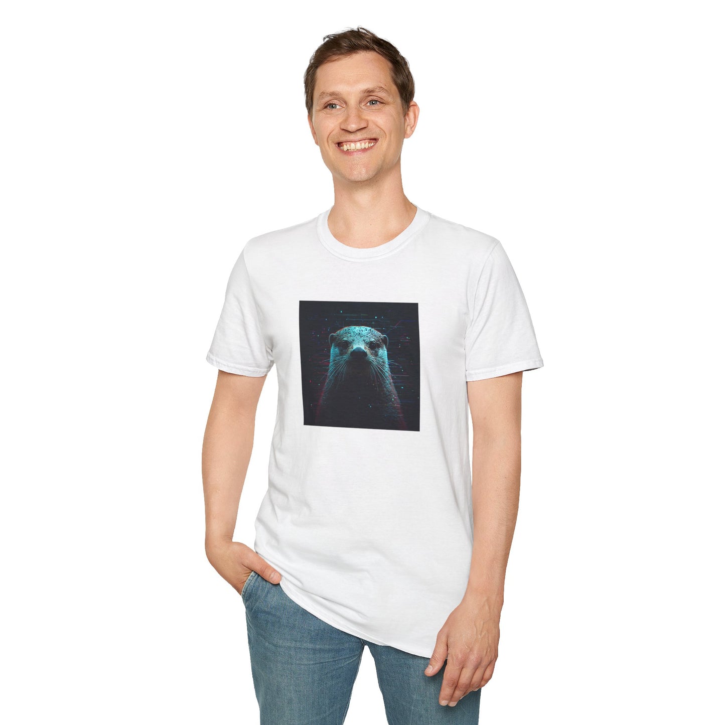 Pixellated Otter — Otterly Retro Gamer Tee in White