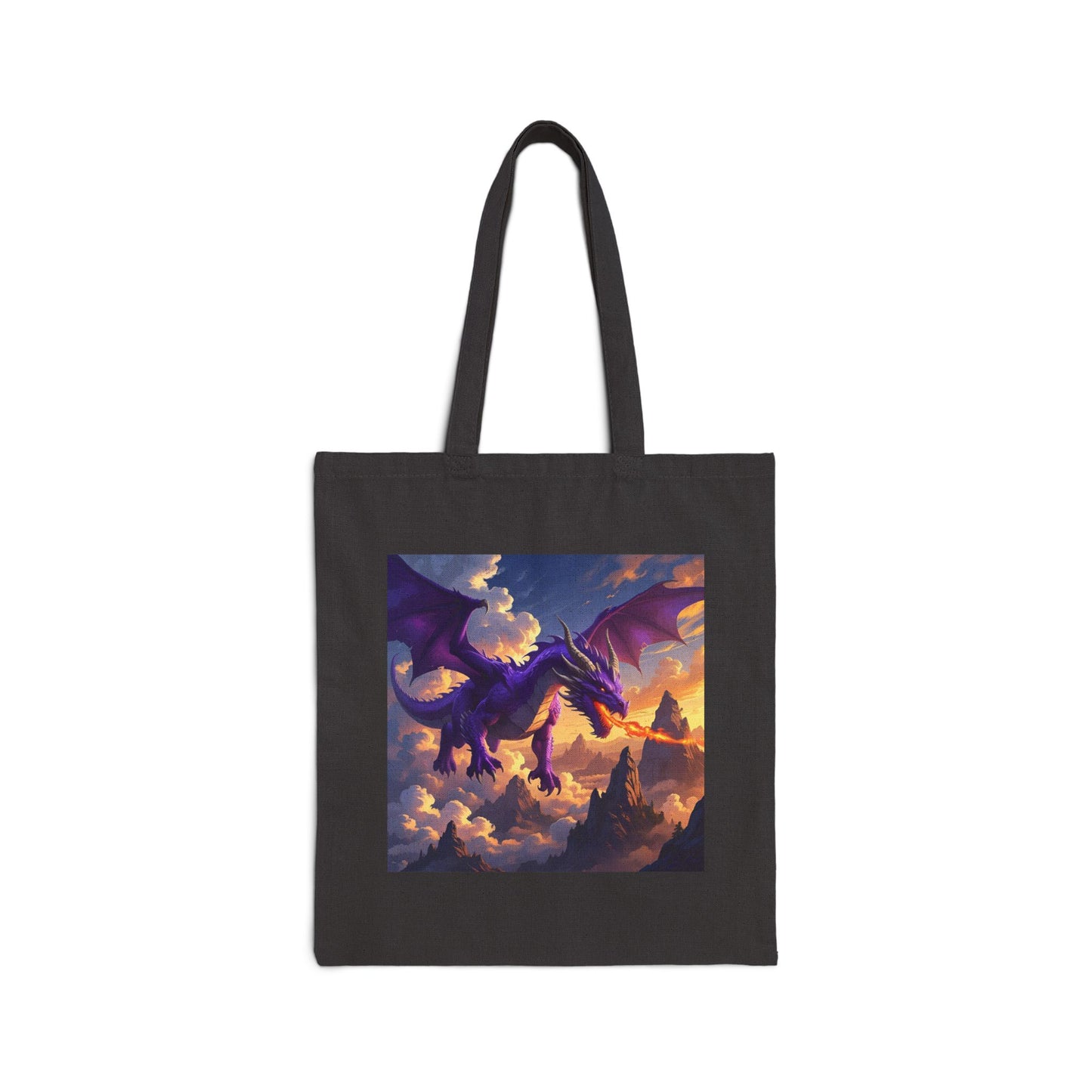 Amethyst Inferno – The Purple Dragon Tote Bag in Black