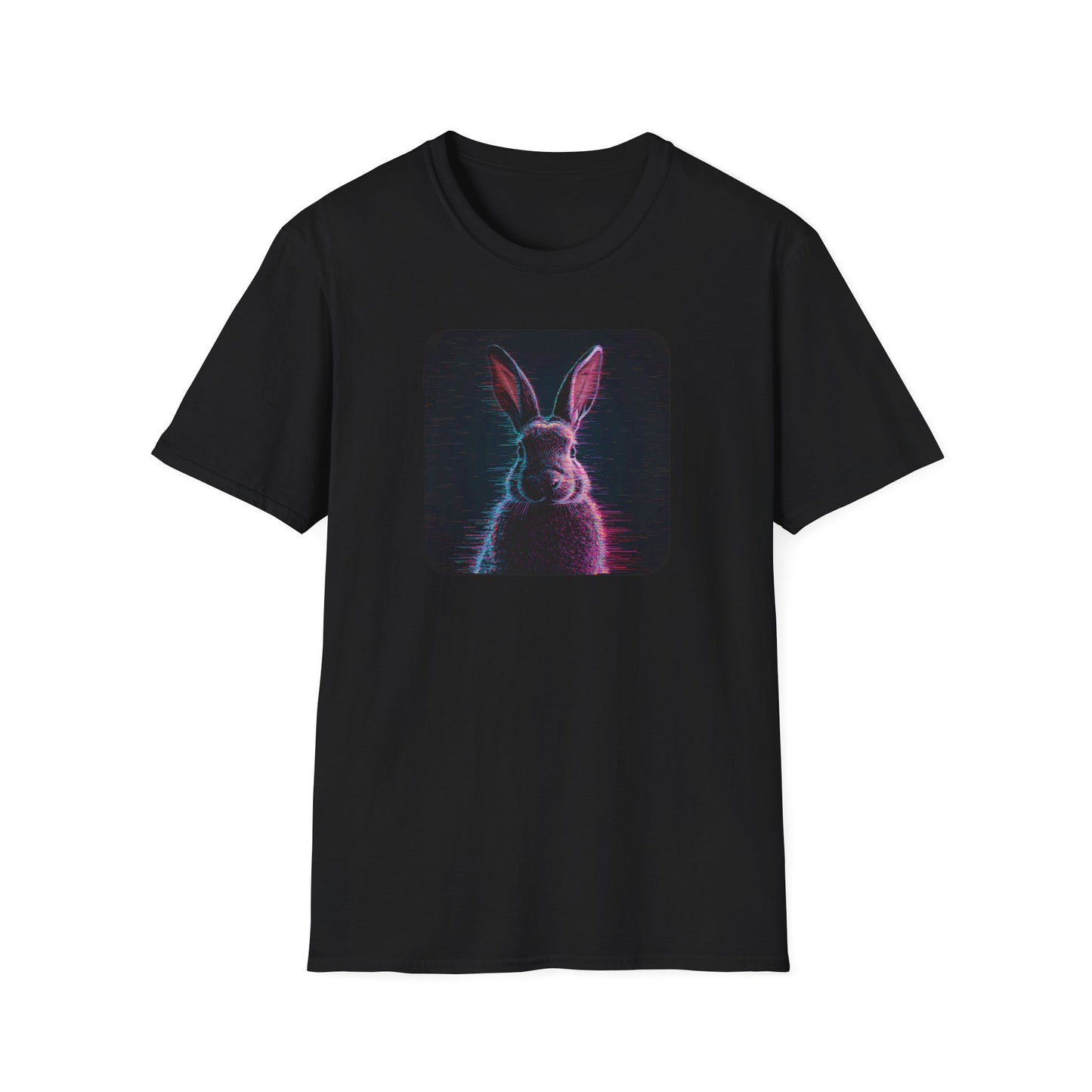 Pixellated Bunny — Hop Level Up Retro Gamer Tee in Black