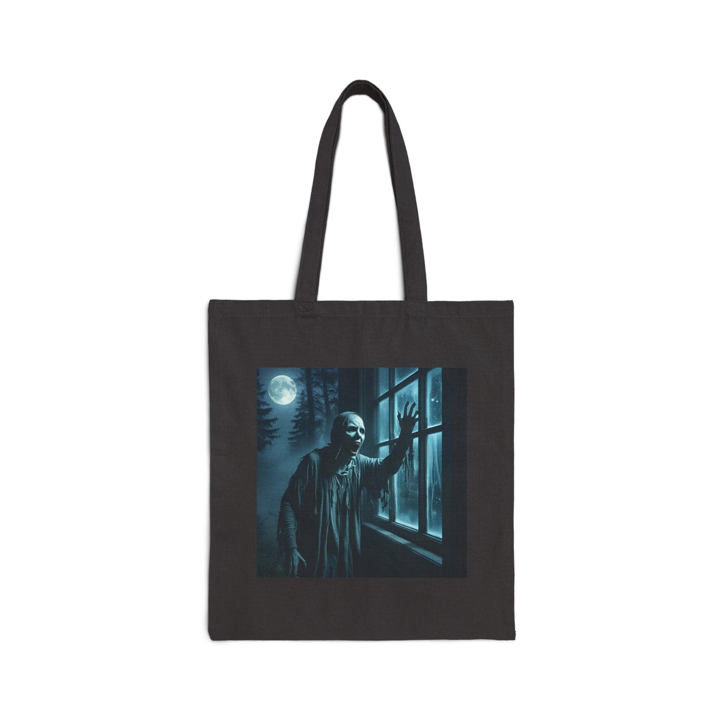Screaming Ghost Canvas Tote Bag in Black