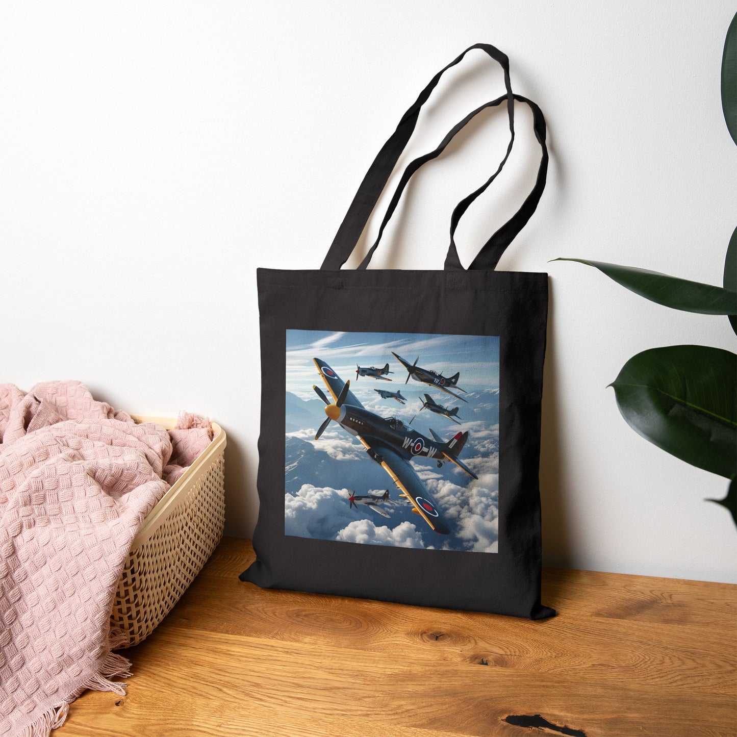 Wings of Valor Tote Bag in Black