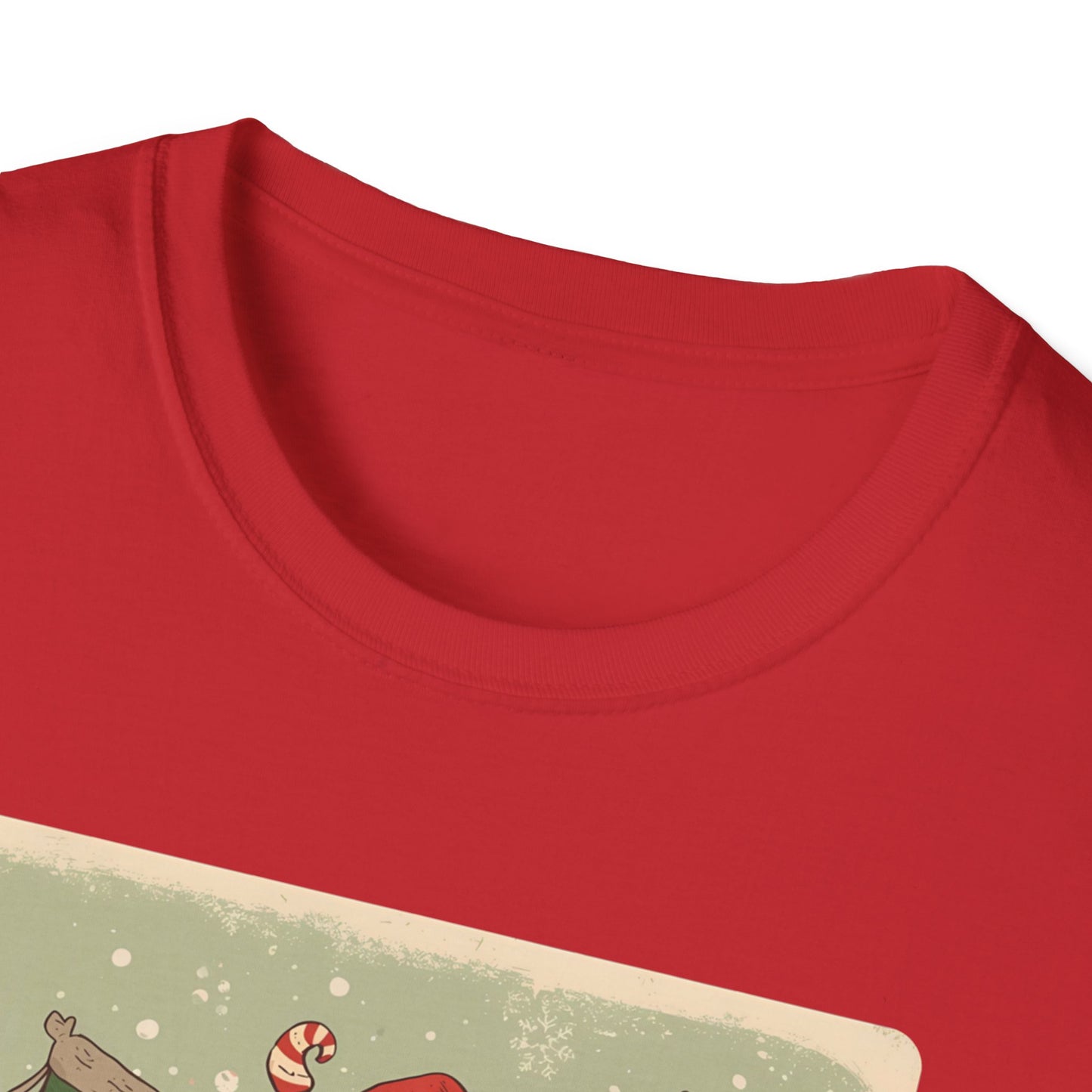 Santa Claws Festive T-Shirt in Red - Neckline