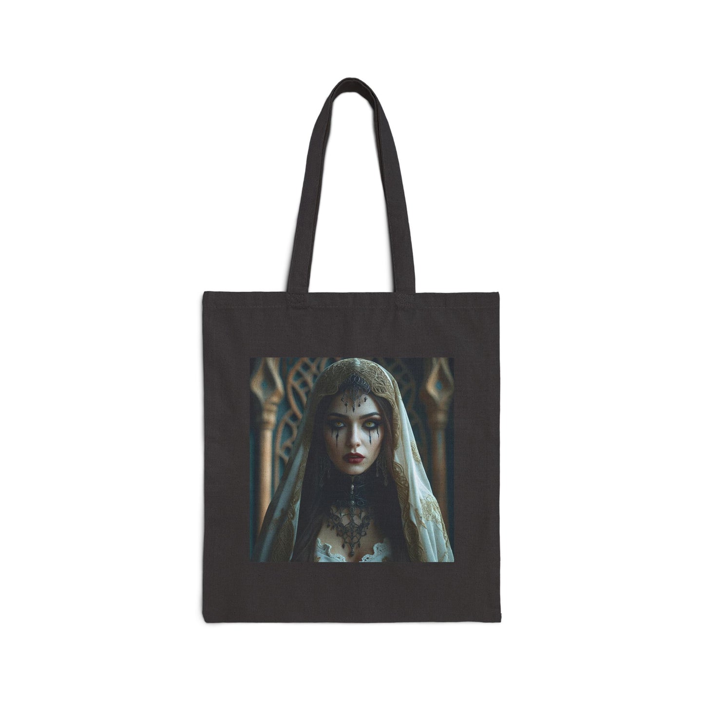 Luna - Gothic Bride Canvas Tote in Black