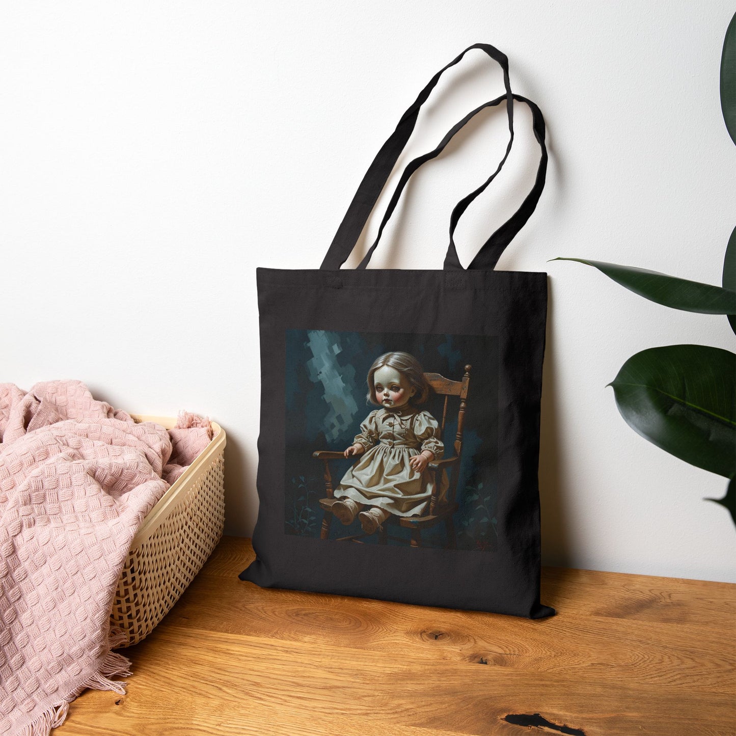 Willow - The Still One Spooky Doll Tote Bag in Black