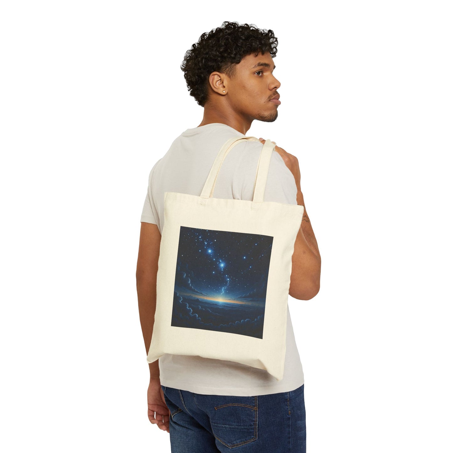 Mountain Stargaze Canvas Tote Bag in Natural