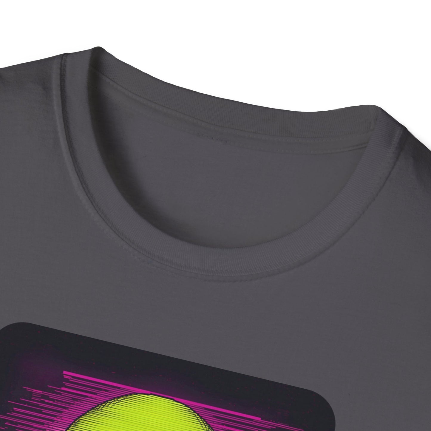 Game Over Retro Gamer Tee - Pixellated Skull in Charcoal - Neckline