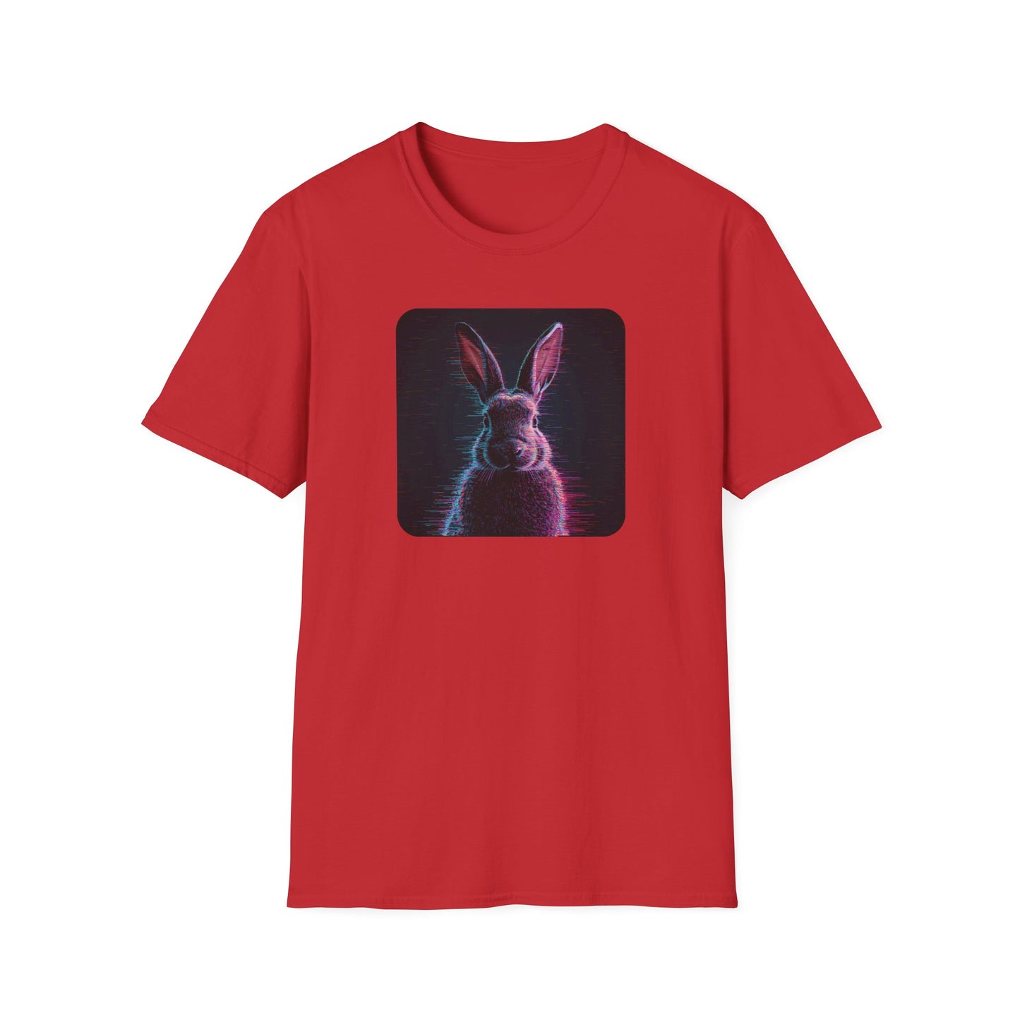 Pixellated Bunny — Hop Level Up Retro Gamer Tee in Red