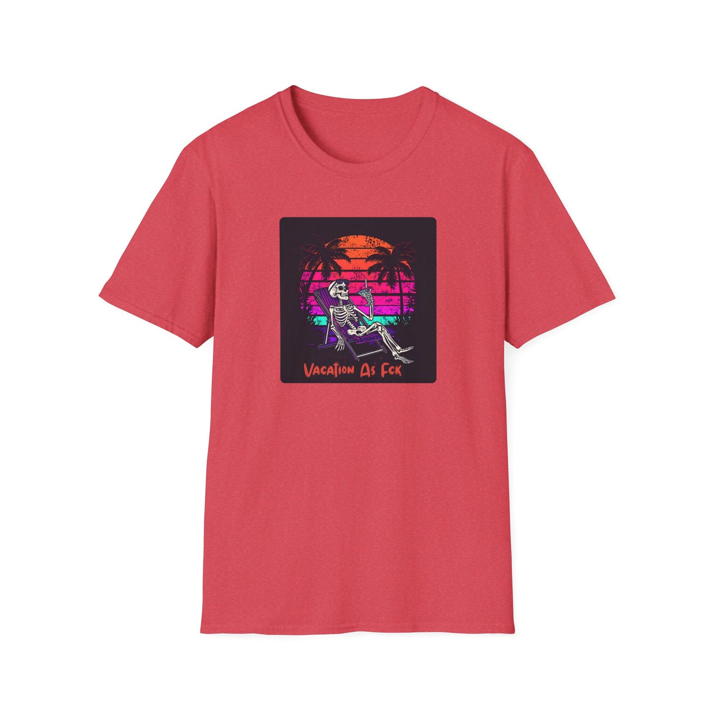 Vacation As Fck T-Shirt – Chill Neon Skeleton Beach Tee