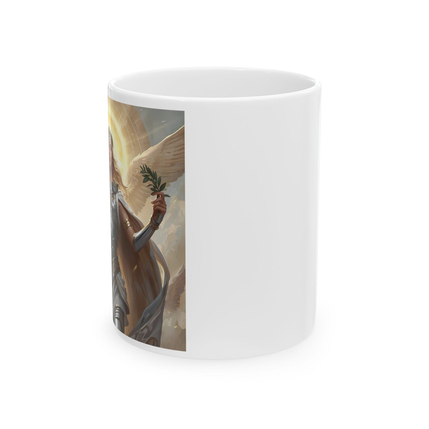 Athena - Mind of the Warrior Mug - Side View - Mug with Athena design and owl
