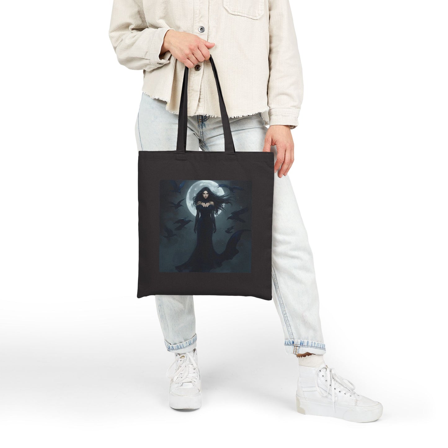 Moonlit Enchantress Tote Bag in Black