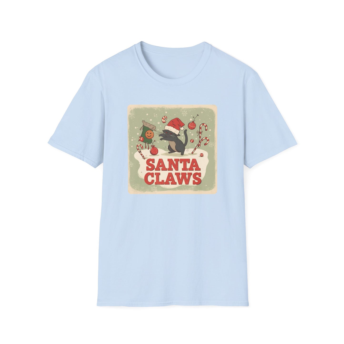 Santa Claws Festive T-Shirt in Light Blue