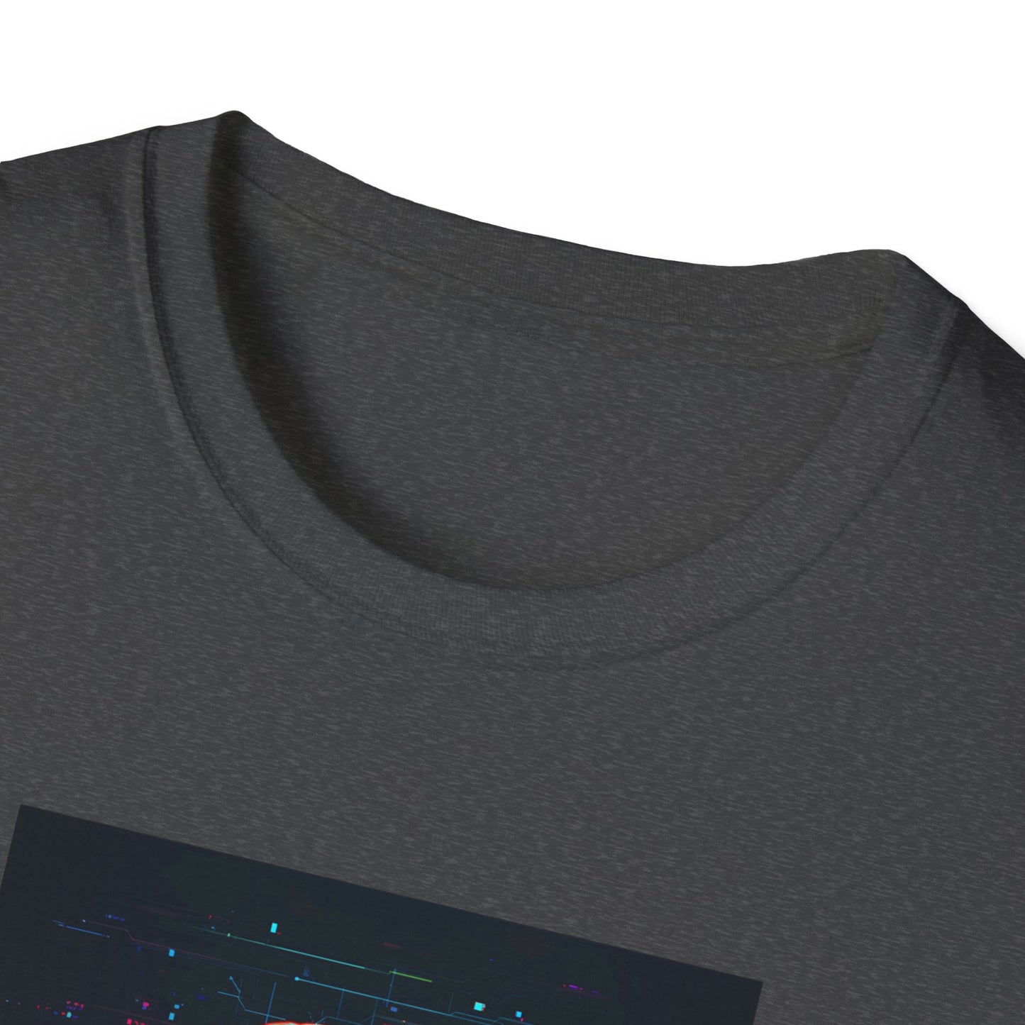 Pixellated Otter — Otterly Retro Gamer Tee in Dark Heather Neckline