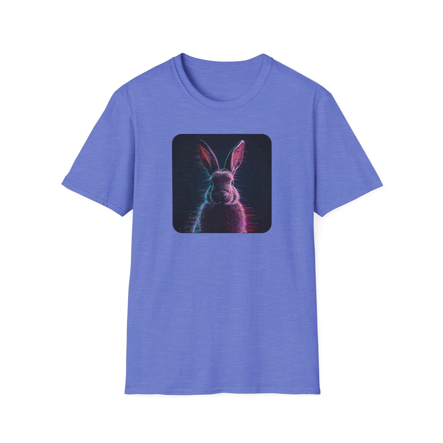 Pixellated Bunny — Hop Level Up Retro Gamer Tee in Heather Royal