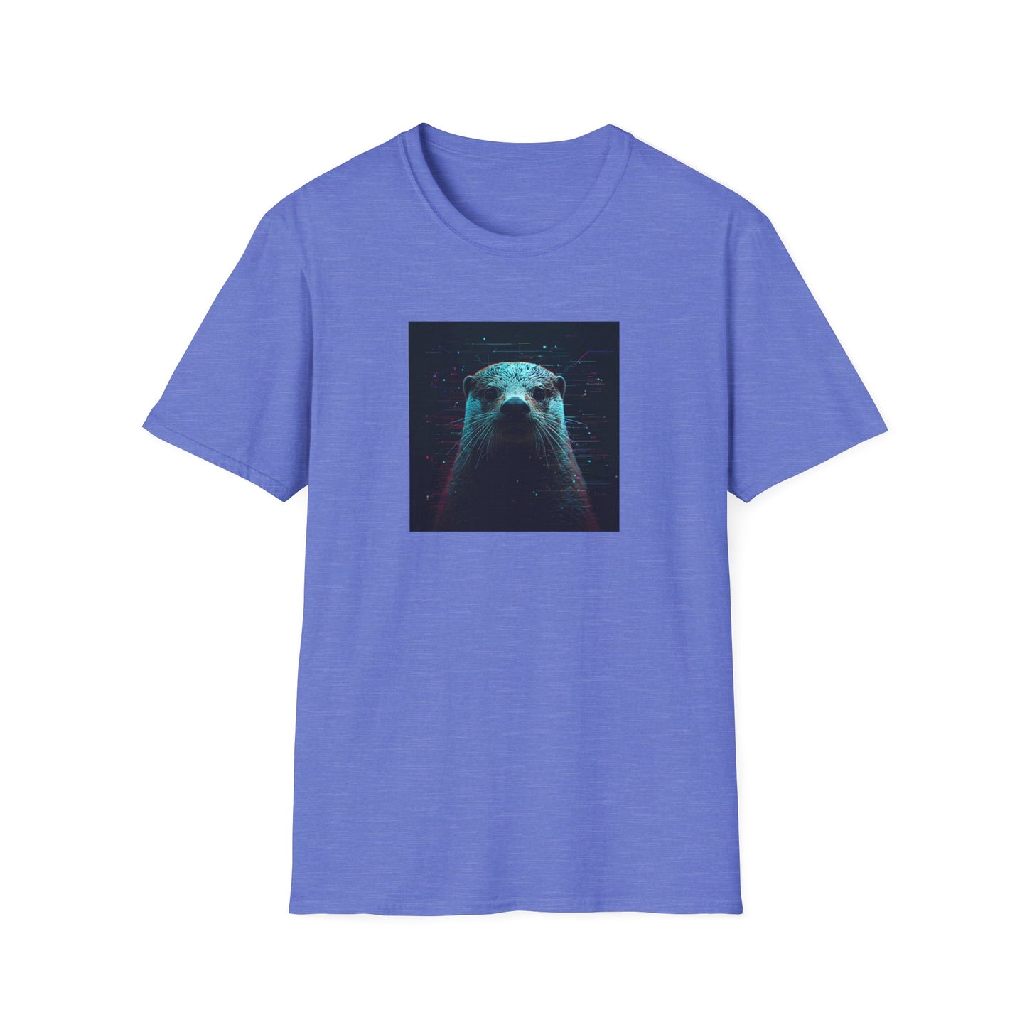 Pixellated Otter — Otterly Retro Gamer Tee in Heather Royal