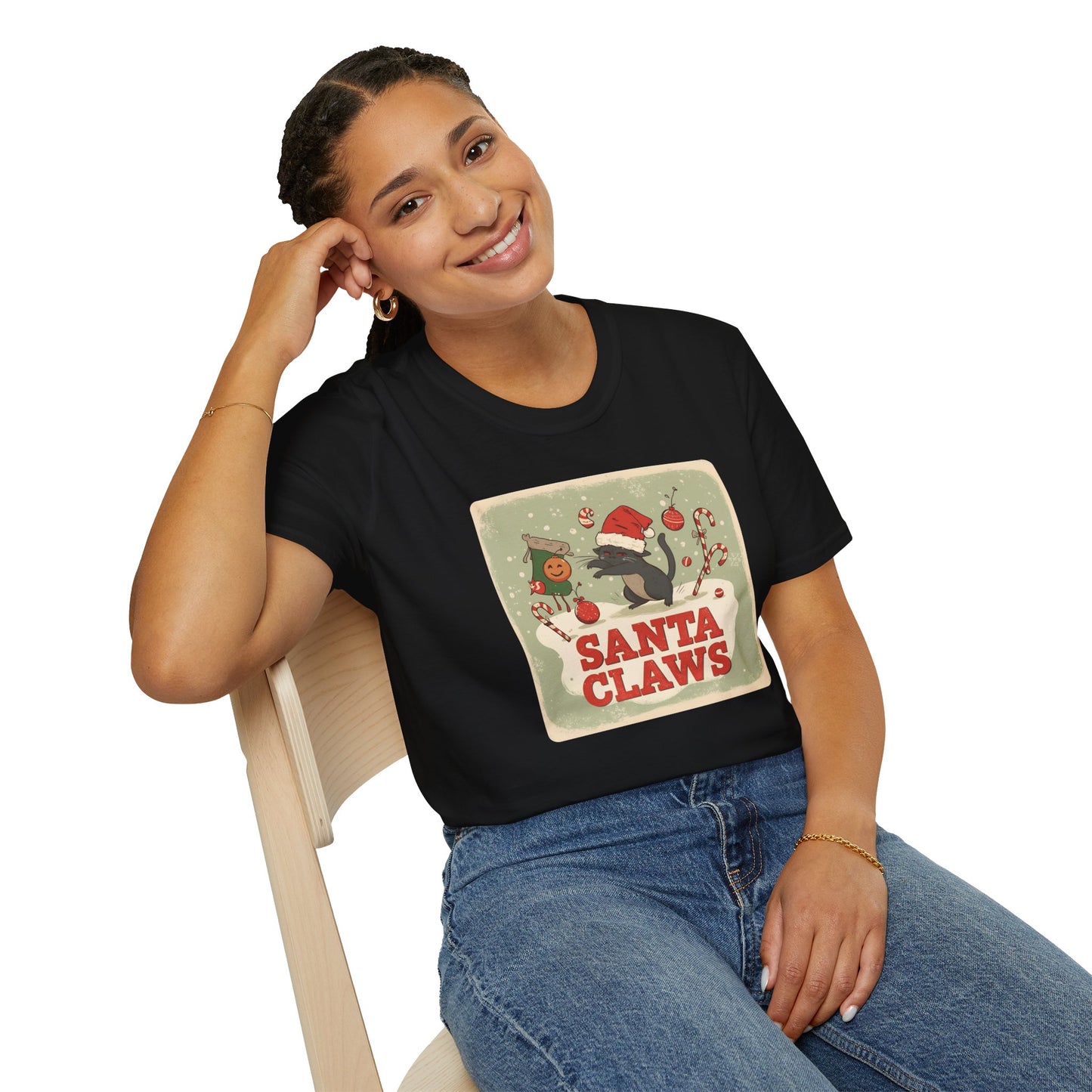 Santa Claws Festive T-Shirt in Black