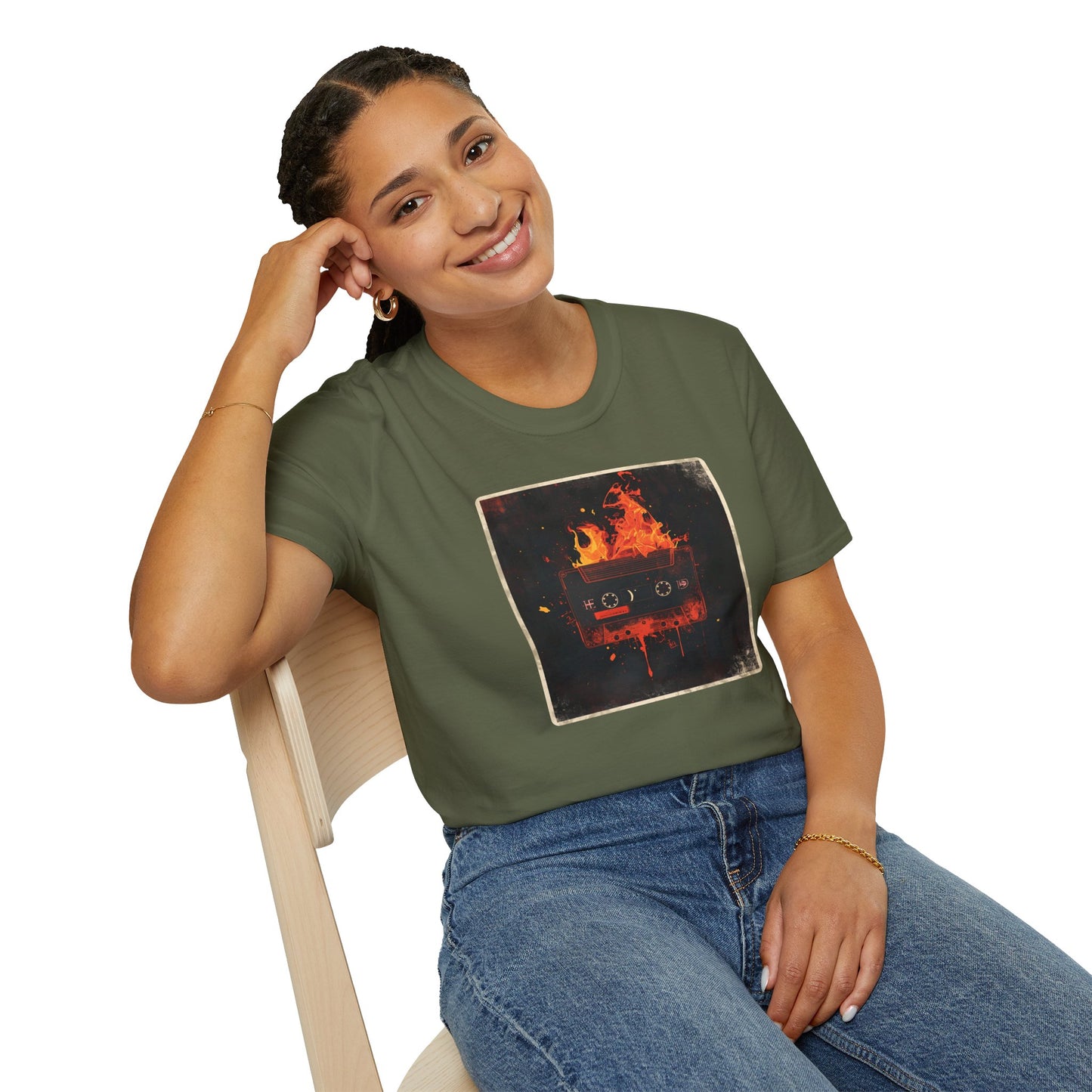 Burning Mixtape Memories - Vintage Cassette Fire T-Shirt