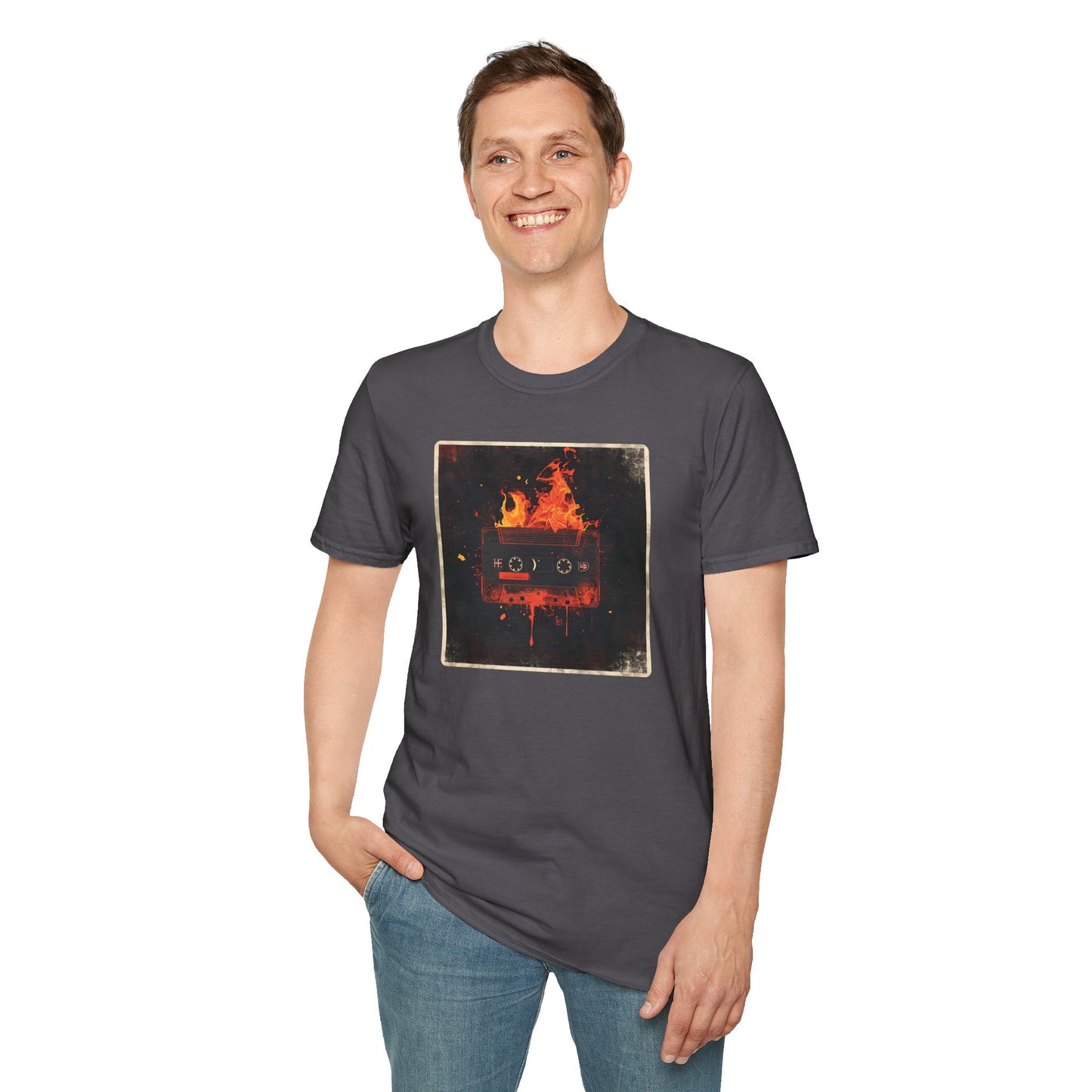 Burning Mixtape Memories - Vintage Cassette Fire T-Shirt