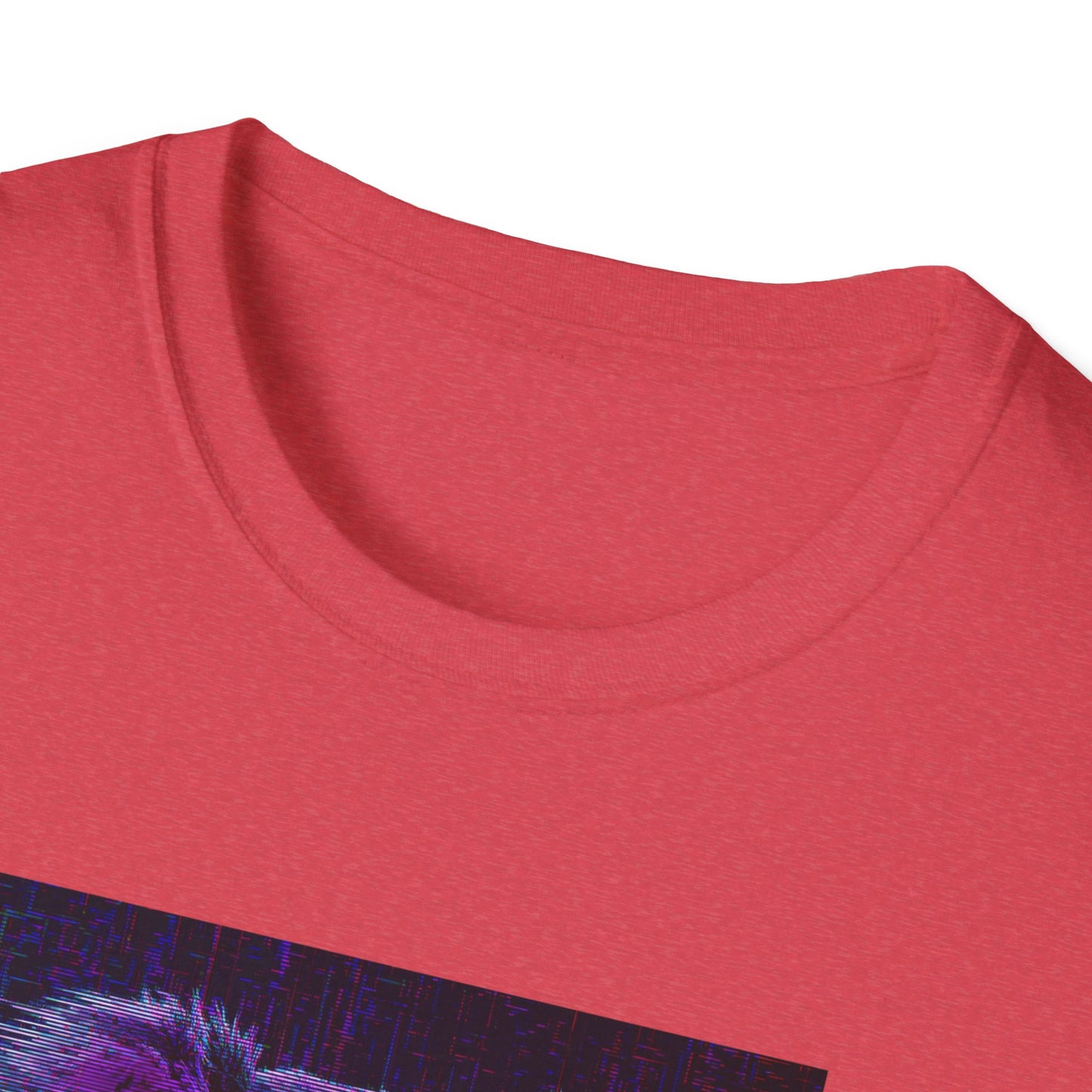 Pixellated Koala — Pixel Down Under Retro Gamer Tee in Heather Red - Neckline