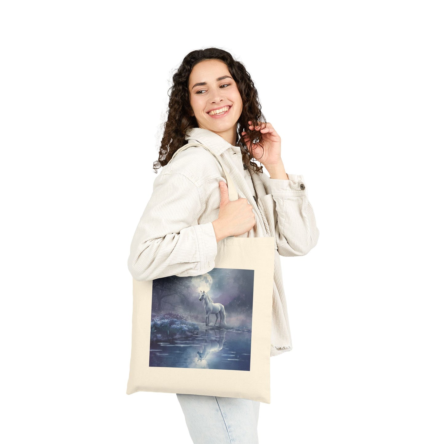 Moonlit Majesty Horse Tote Bag in Natural