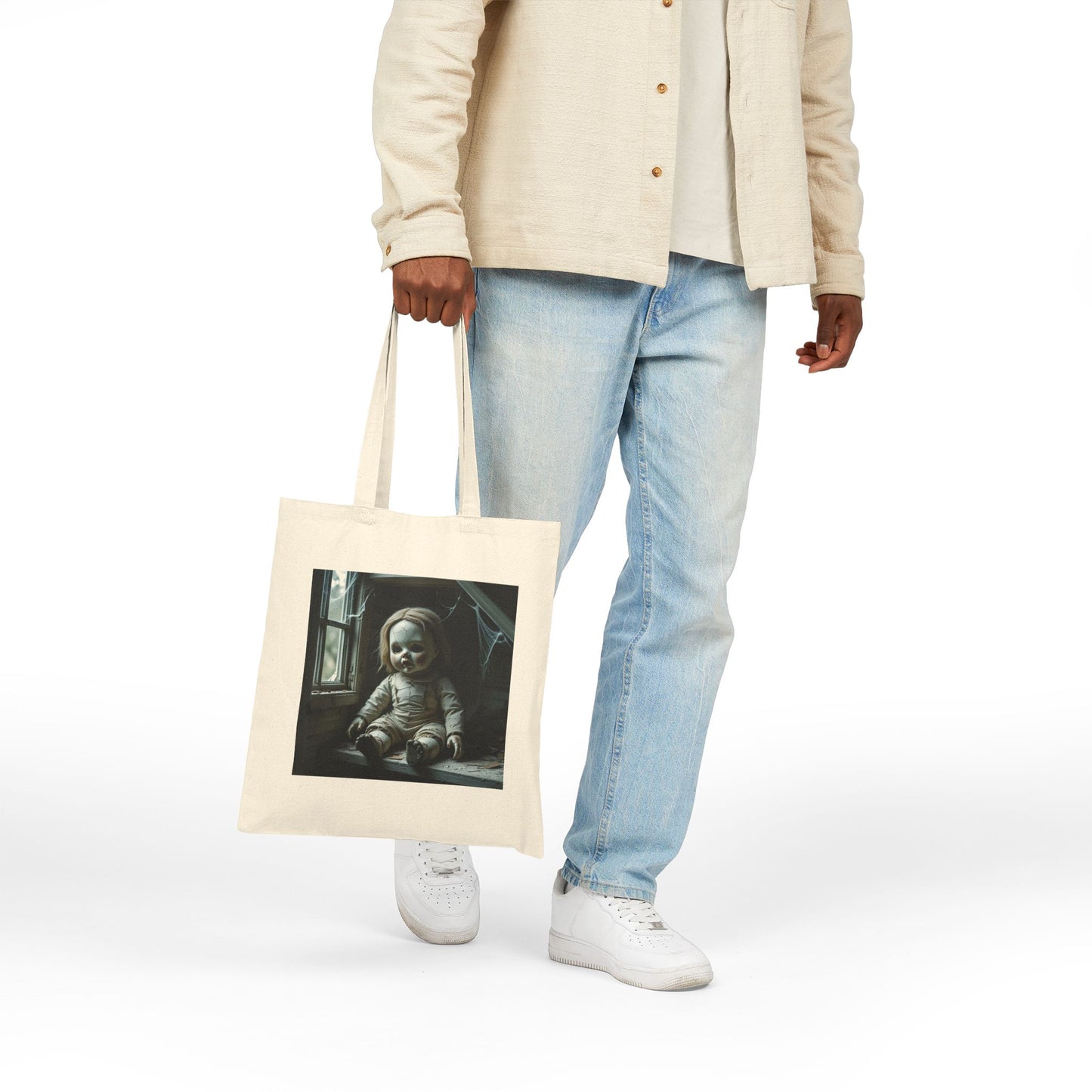 Isabella - Spooky Doll Art Tote Bag in Neutral
