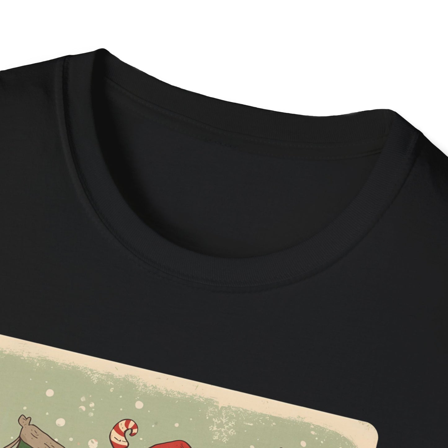 Santa Claws Festive T-Shirt in Black - Neckline