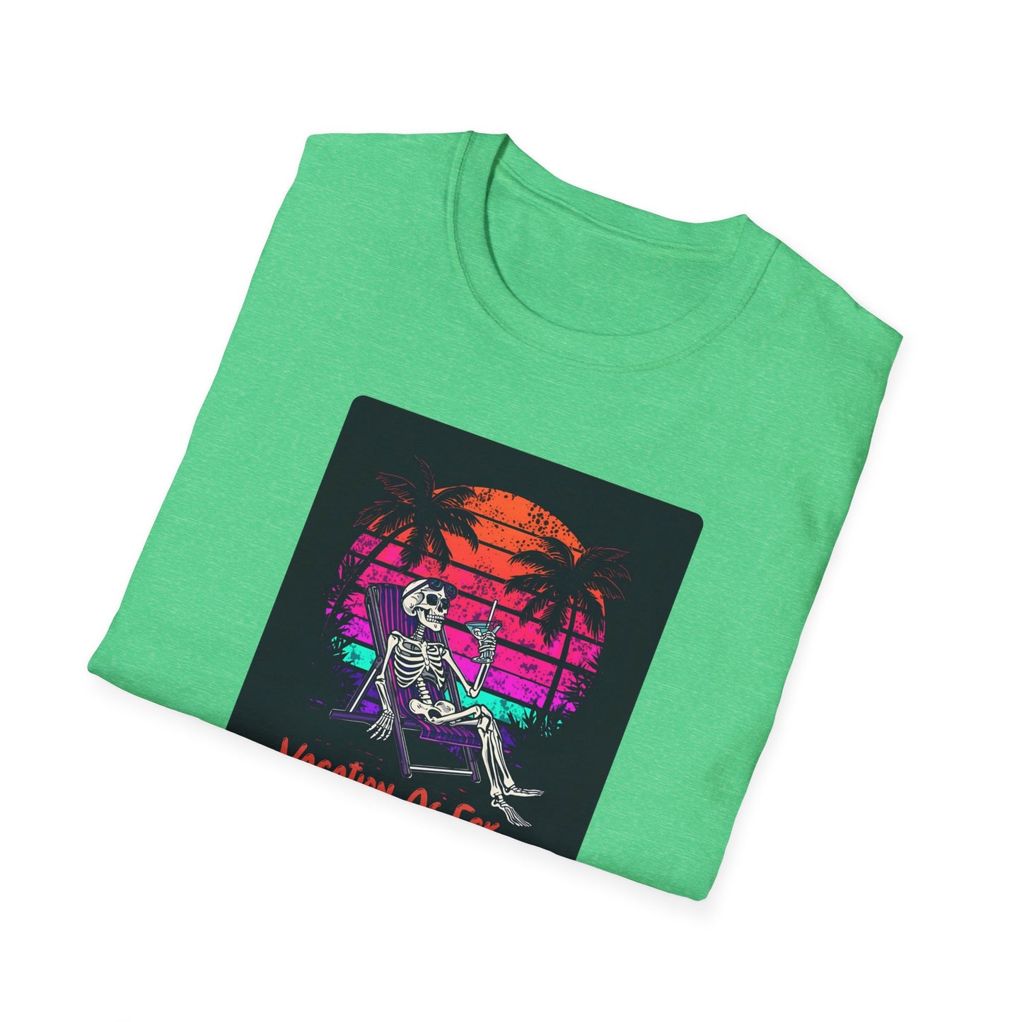 Vacation As Fck T-Shirt – Chill Neon Skeleton Beach Tee