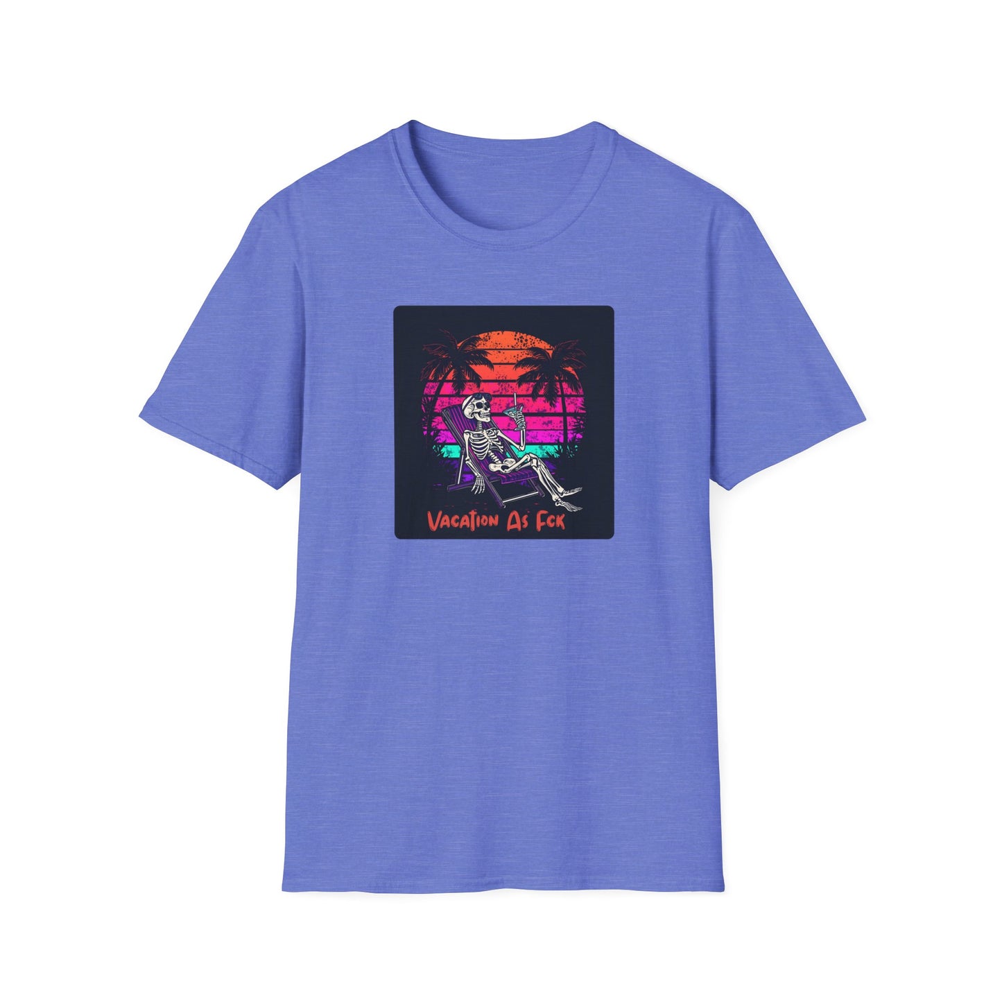 Vacation As Fck T-Shirt – Chill Neon Skeleton Beach Tee
