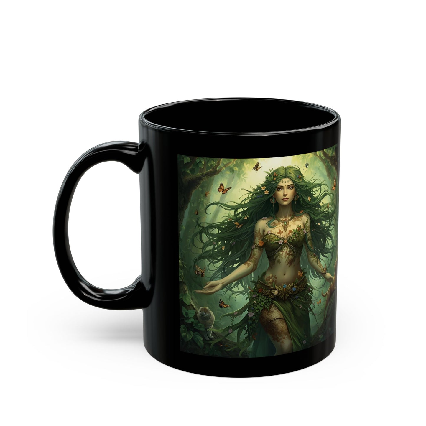 Gaia - Wild Mother Mug - black mug with image of Gaia