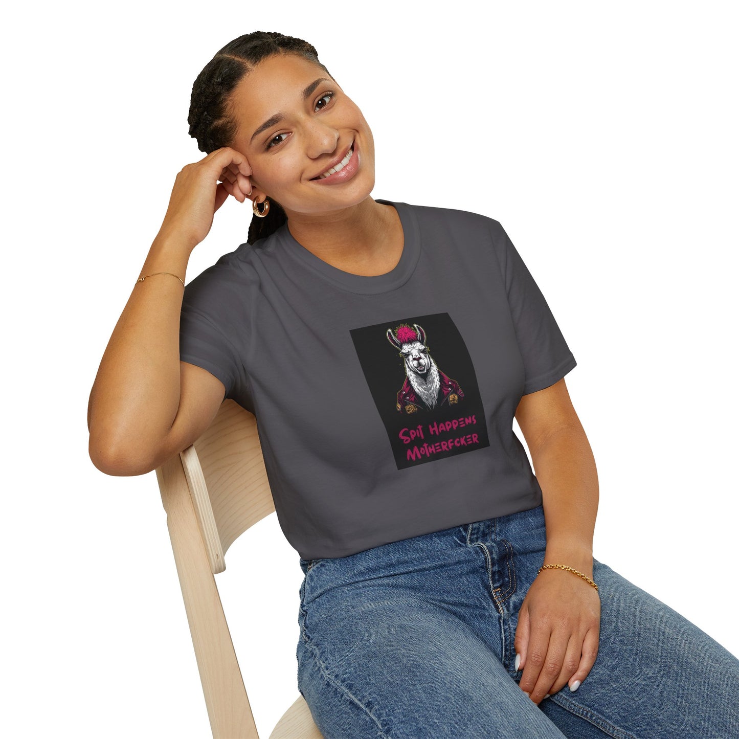 Spit Happens, Motherfcker T-Shirt – Grungy Punk Llama Street Art Tee