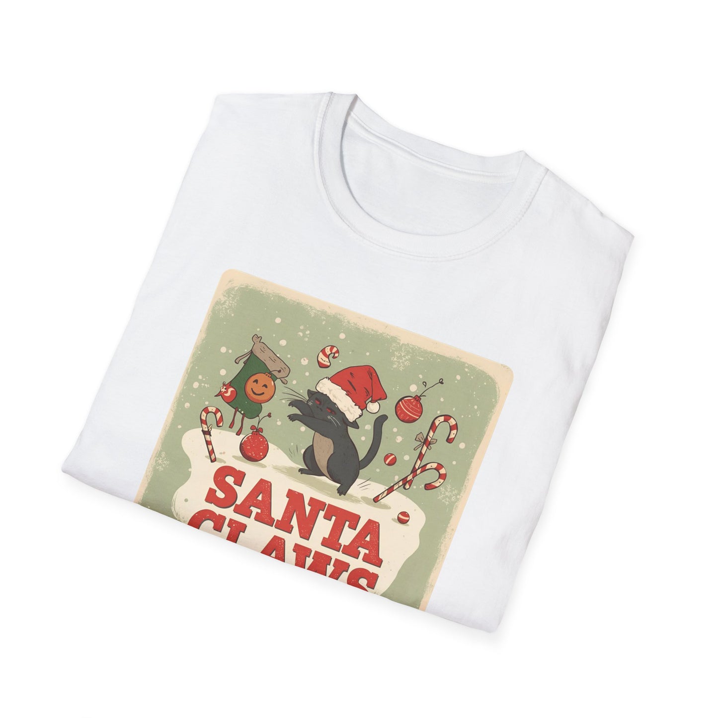 Santa Claws Festive T-Shirt in White - Folded
