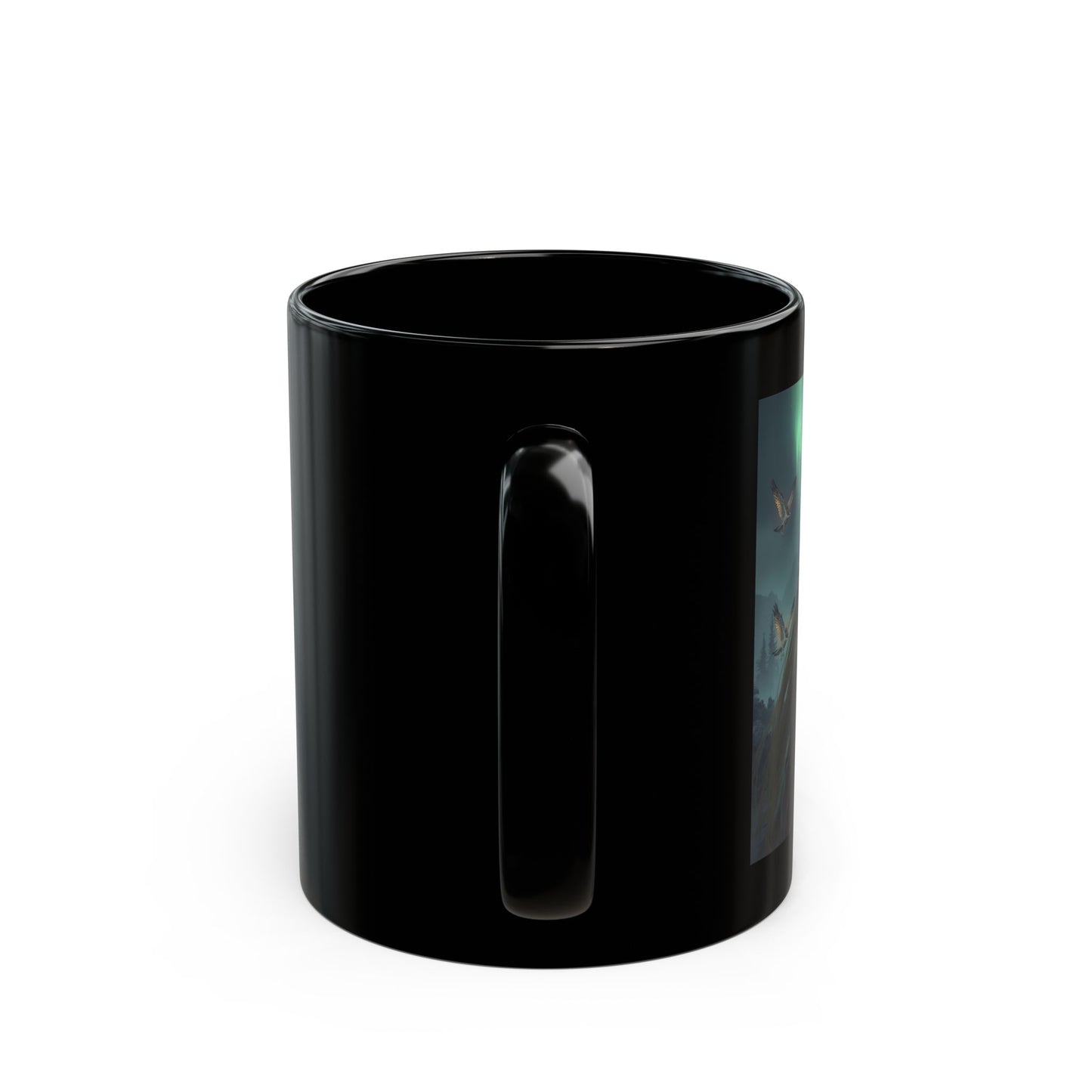 Freyja – Norse Goddess of Magic Mug - side view - black mug with image of Freyja