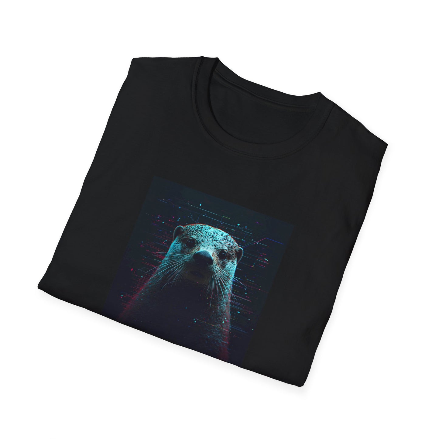 Pixellated Otter — Otterly Retro Gamer Tee in Black - Folded