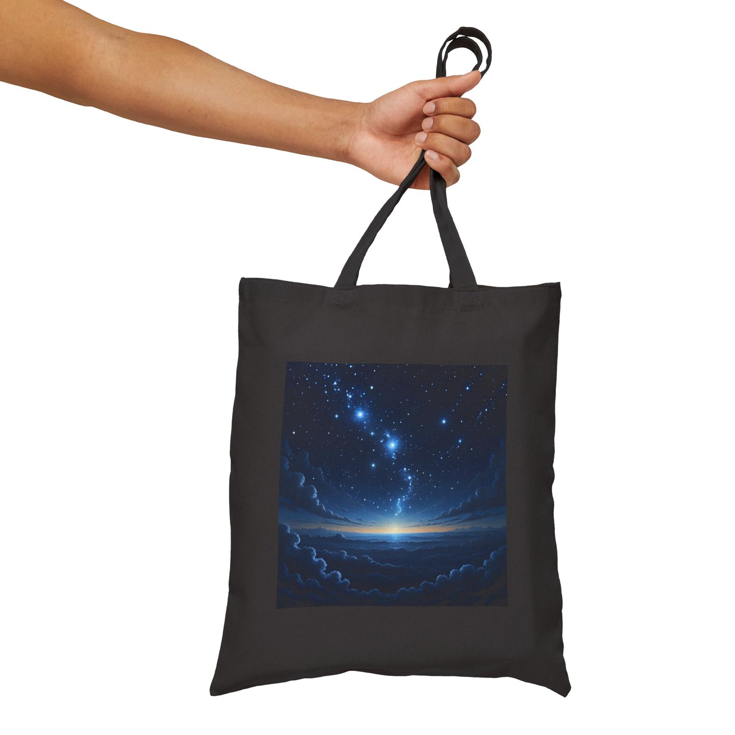 Mountain Stargaze Canvas Tote Bag in Black