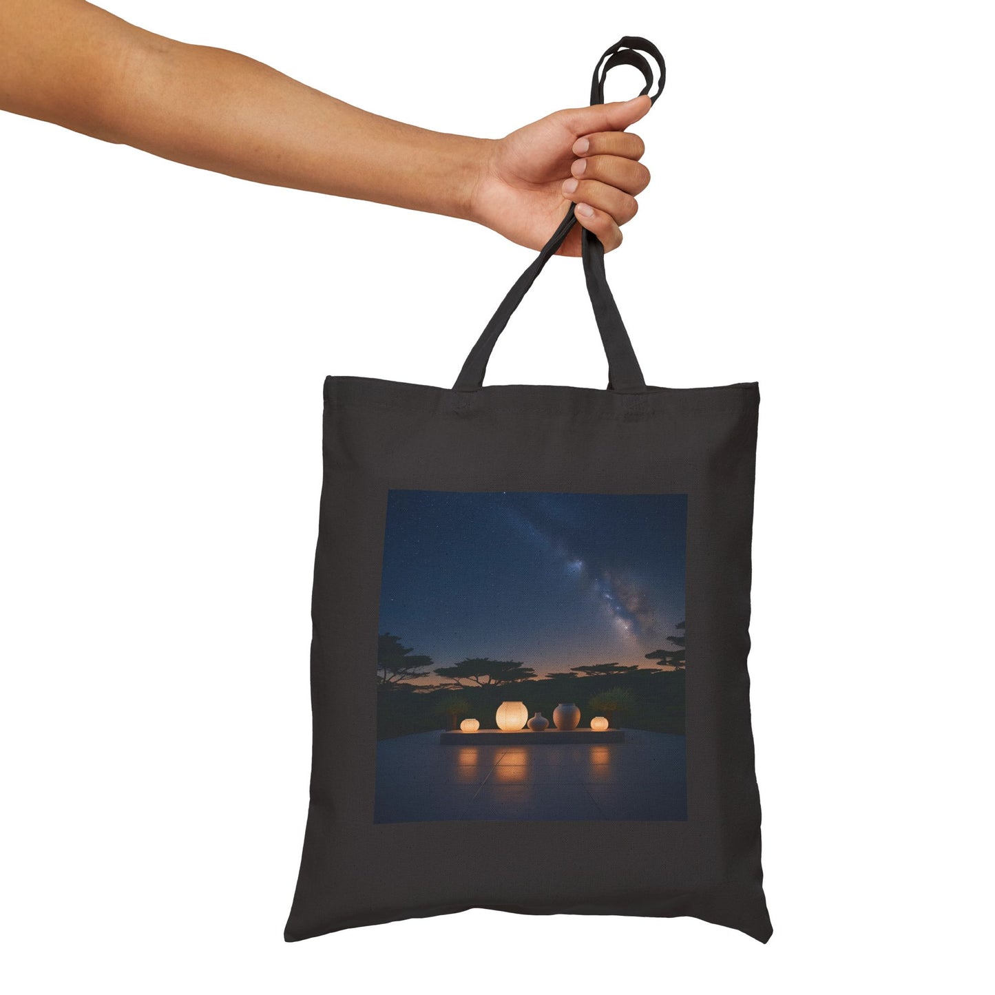 Lantern Dreams Tote Bag in Black