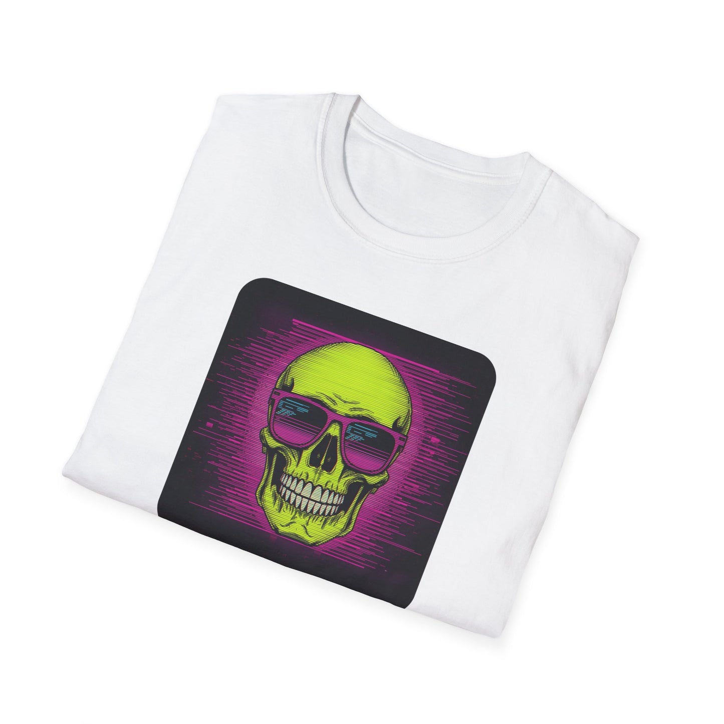 Game Over Retro Gamer Tee - Pixellated Skull in White - Folded