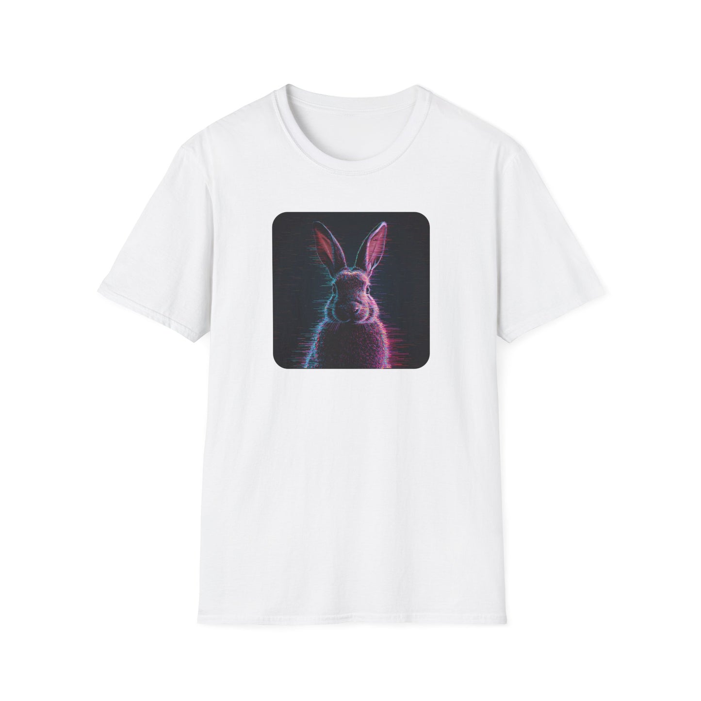 Pixellated Bunny — Hop Level Up Retro Gamer Tee in White
