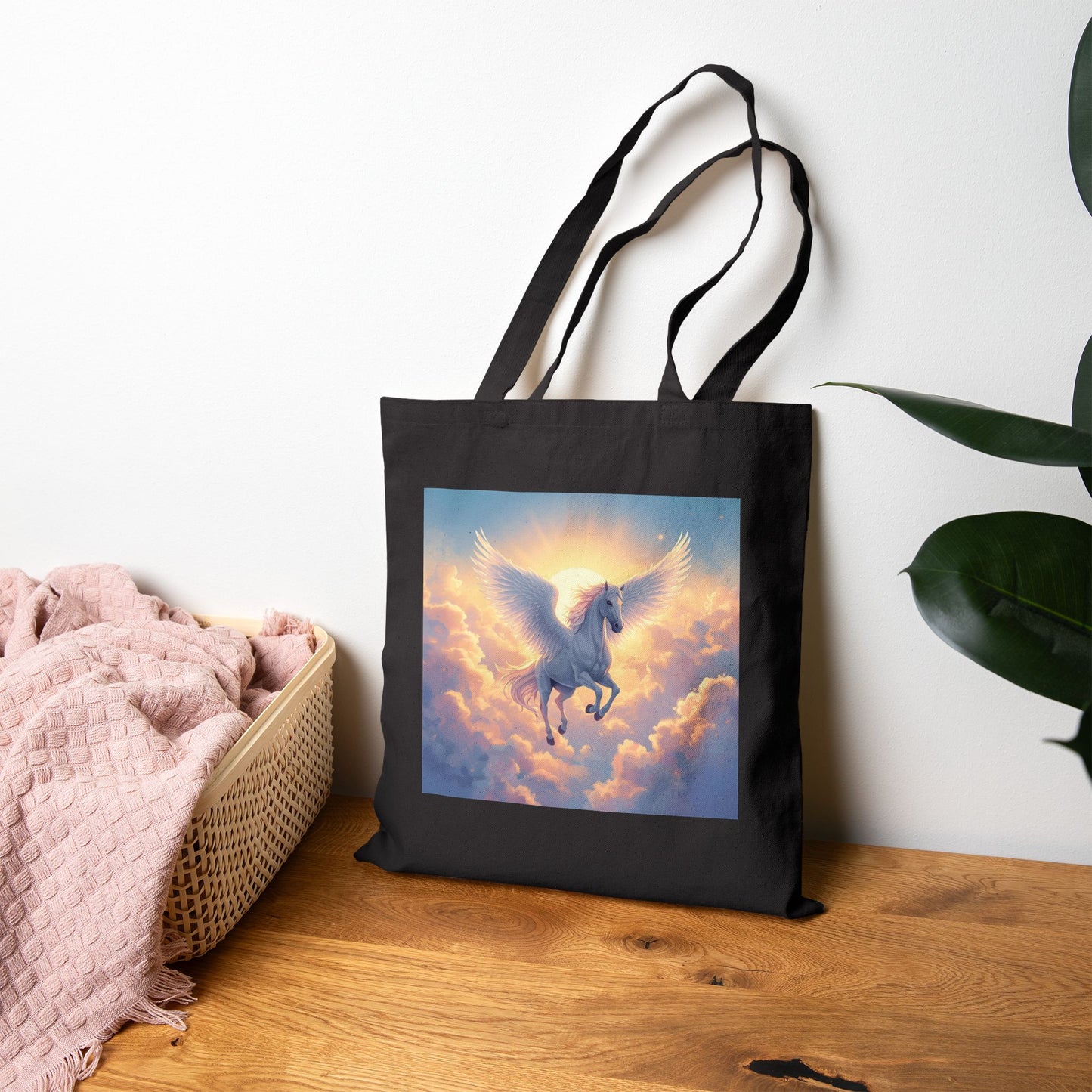 Pegasus Ascending Tote Bag in Black