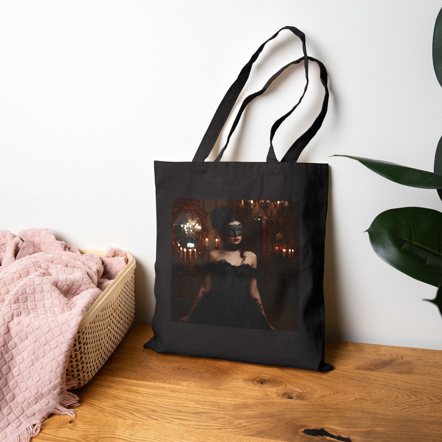 Masquerade of Decay Tote Bag in Black