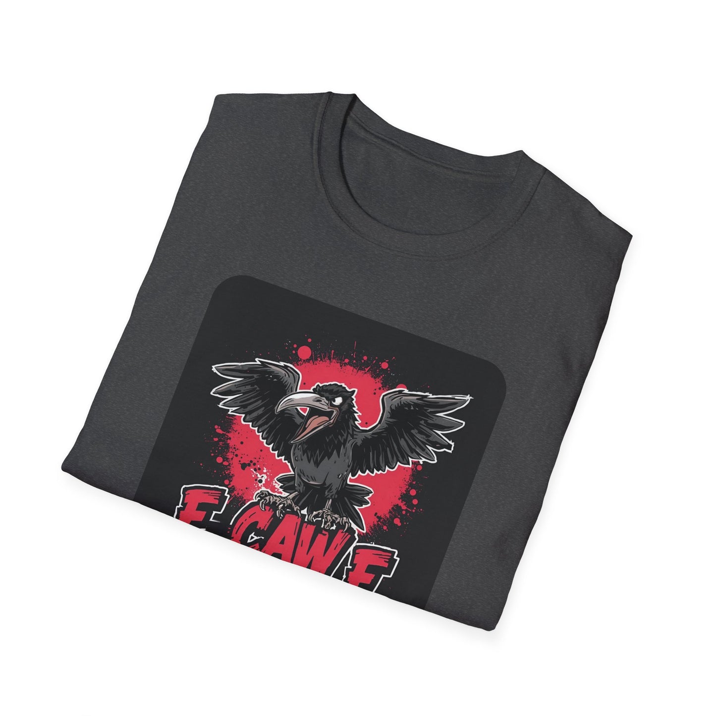 F Caw F – Gothic Crow Attitude T-Shirt in Heather Navy - Folded