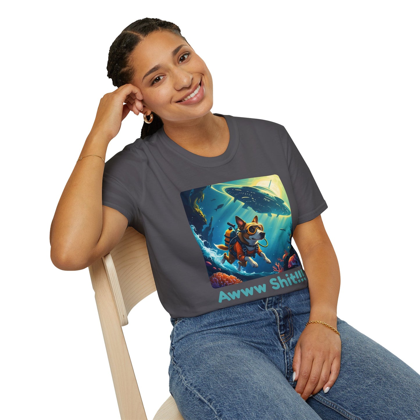 Awww Shit!!! UFO Encounter T-Shirt in Charcoal