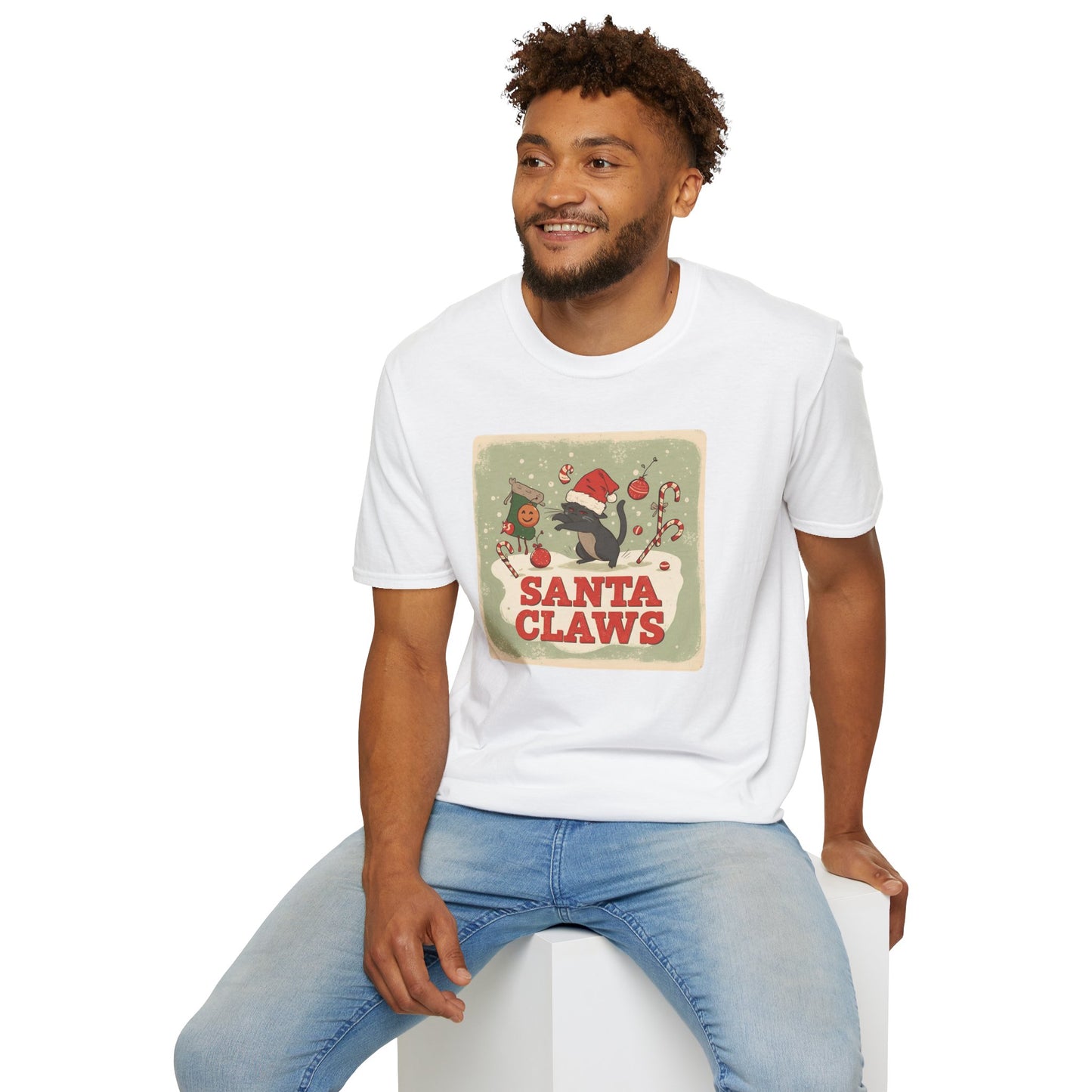 Santa Claws Festive T-Shirt in White
