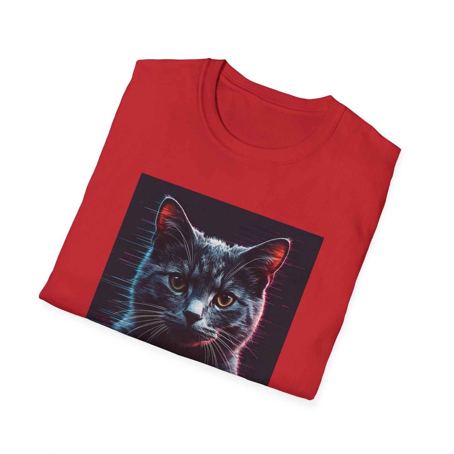 Pixellated Cat - Retro Meow Mode T-Shirt in - Folded